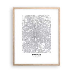 Plakat w ramie jasny dąb - Mapa londyńskiego labiryntu - 40x50 cm