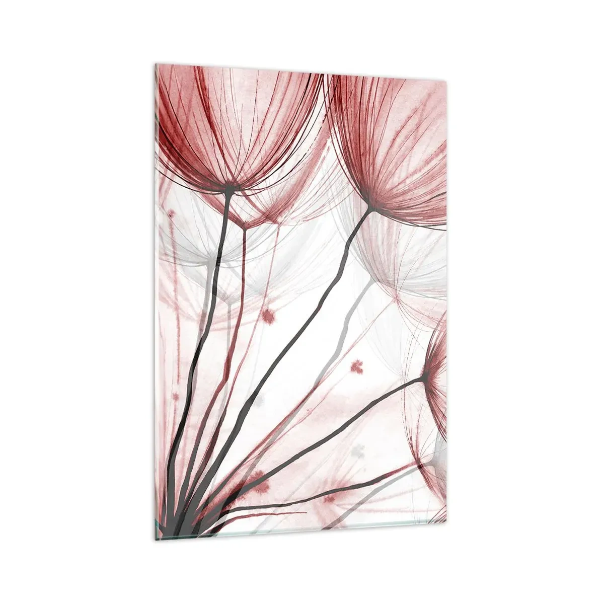 Obraz na szkle - Delikatne kwiaty w odcieniach czerwieni na jasnym tle - 80x120cm - Przed odlotem - Nowoczesna dekoracja ścienna do salonu i sypialni ARTTOR