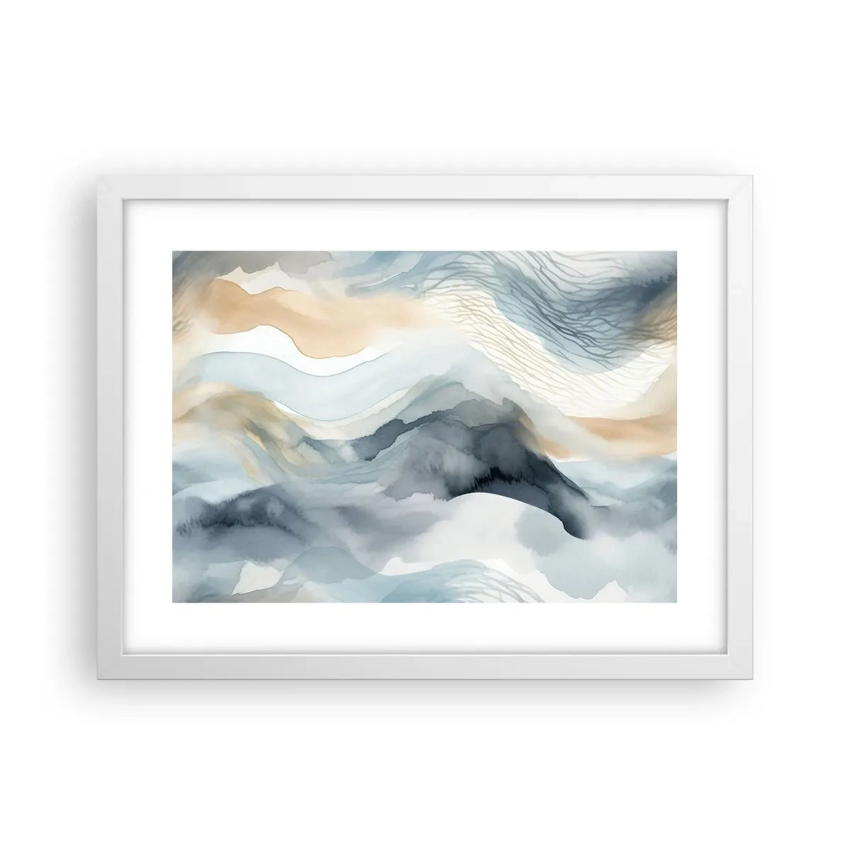 Plakat w białej ramie - Abstrakcja śnieżna i mglista - 40x30 cm