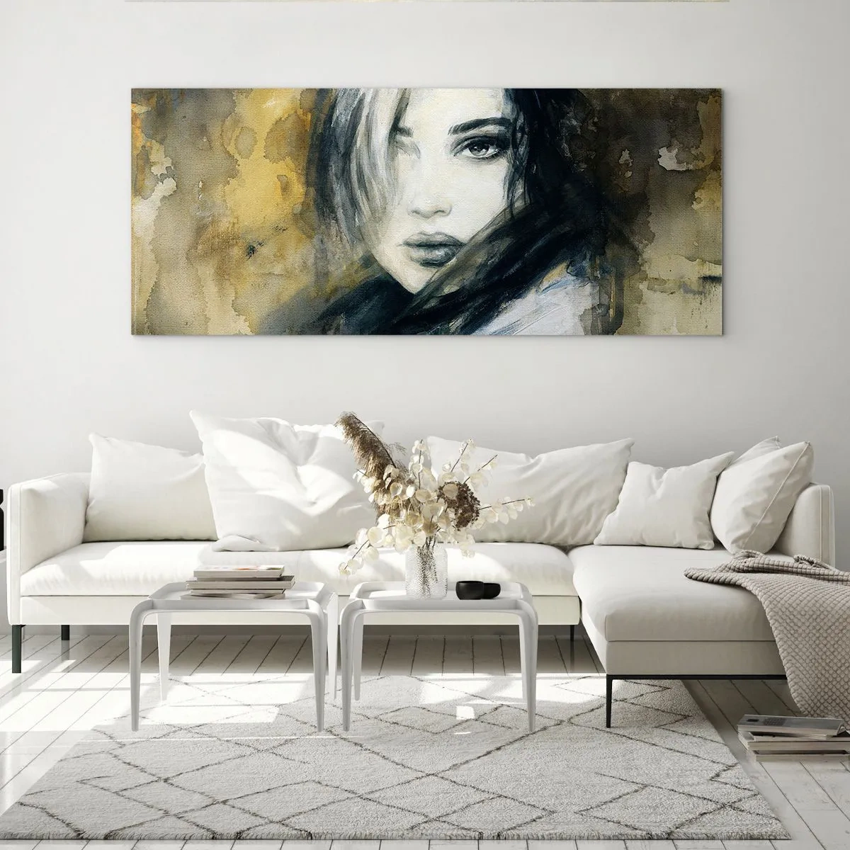 Obraz na szkle - bardziej niewinna czy zmysłowa? - 90x30 cm