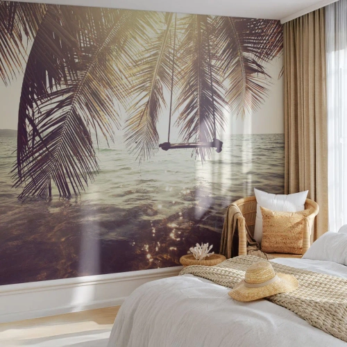 Fototapeta Premium Canvas - Można bujać w obłokach do woli - Krajobraz, Palma Kokosowa, Morze - 350x256 cm