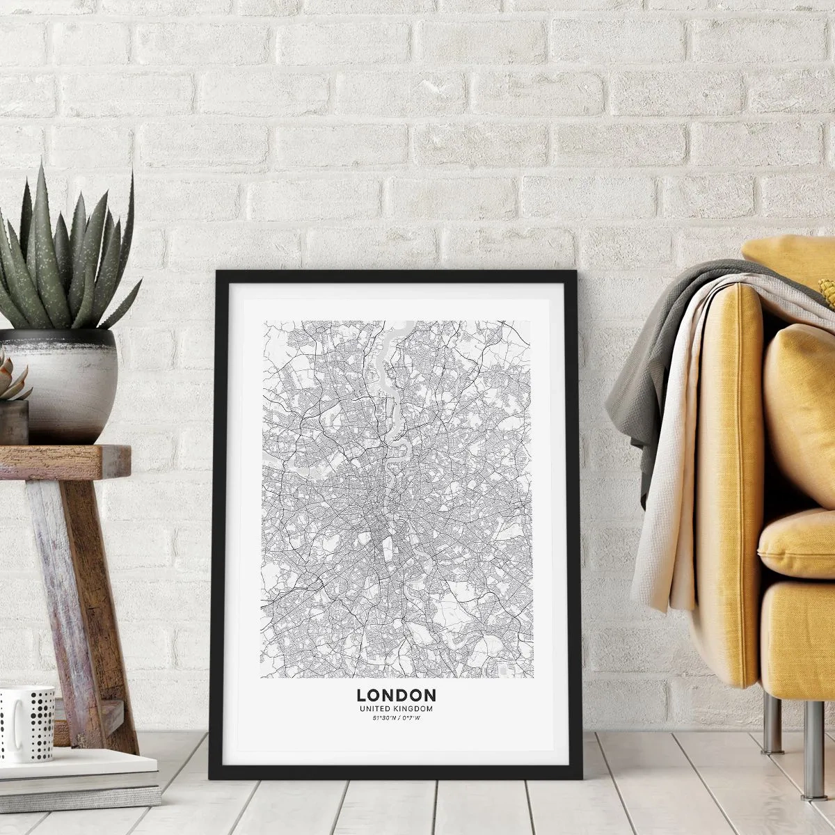 Plakat w czarnej ramie - Mapa londyńskiego labiryntu - 30x40 cm