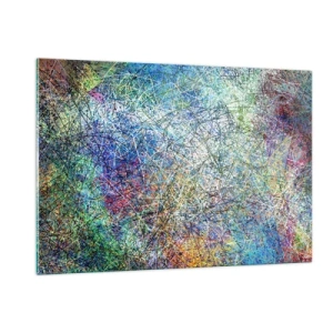 Obraz na szkle - Kolorowa abstrakcja z dynamicznymi liniami - 120x80cm - To nie takie proste - Nowoczesna dekoracja ścienna do salonu, kuchni i sypialni ARTTOR