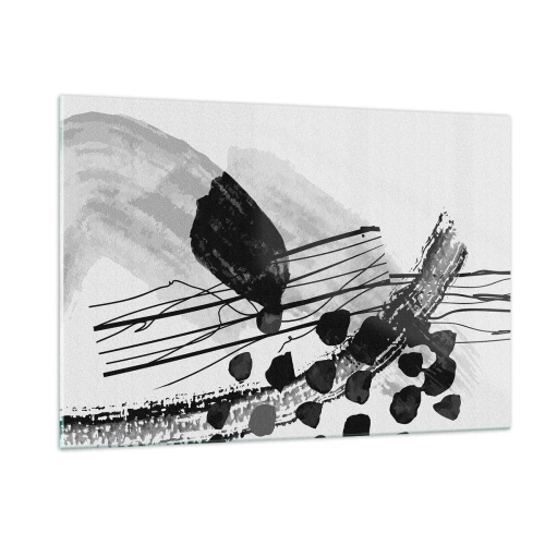 Obraz na szkle - Czarno-biała abstrakcja z organicznymi kształtami i liniami - 120x80cm - Czarno-biała abstrakcja organiczna - Nowoczesna dekoracja ścienna do salonu, kuchni i sypialni ARTTOR