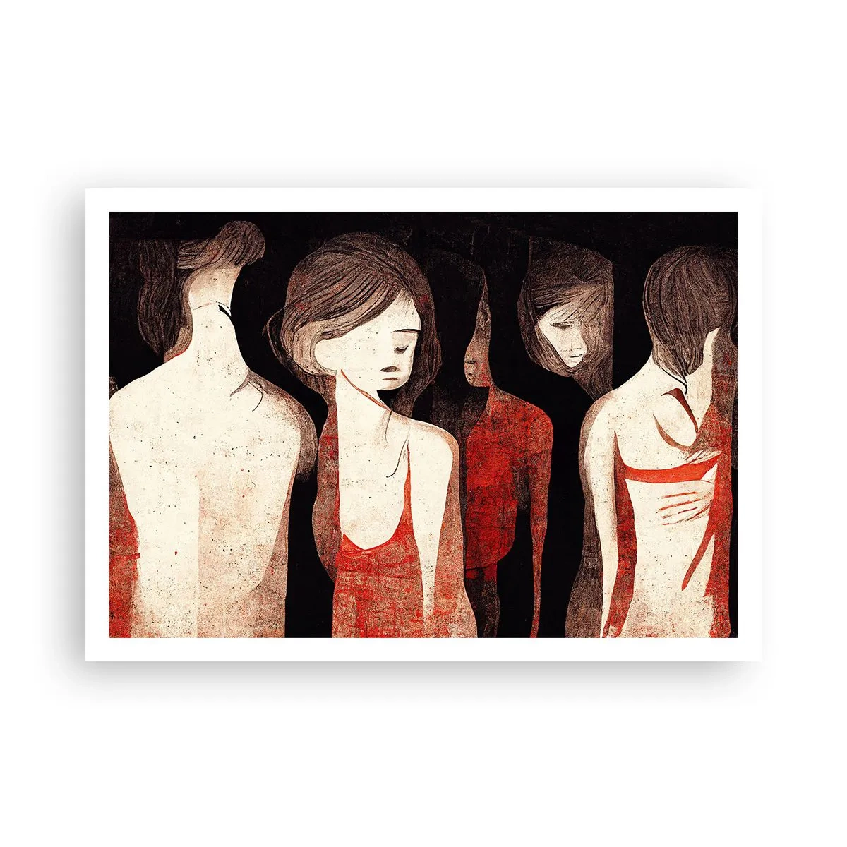 Plakat - Artystyczne postacie w abstrakcyjnej kompozycji - 100x70cm - Madonny z ciemności - Nowoczesna dekoracja ścienna do salonu i sypialni ARTTOR