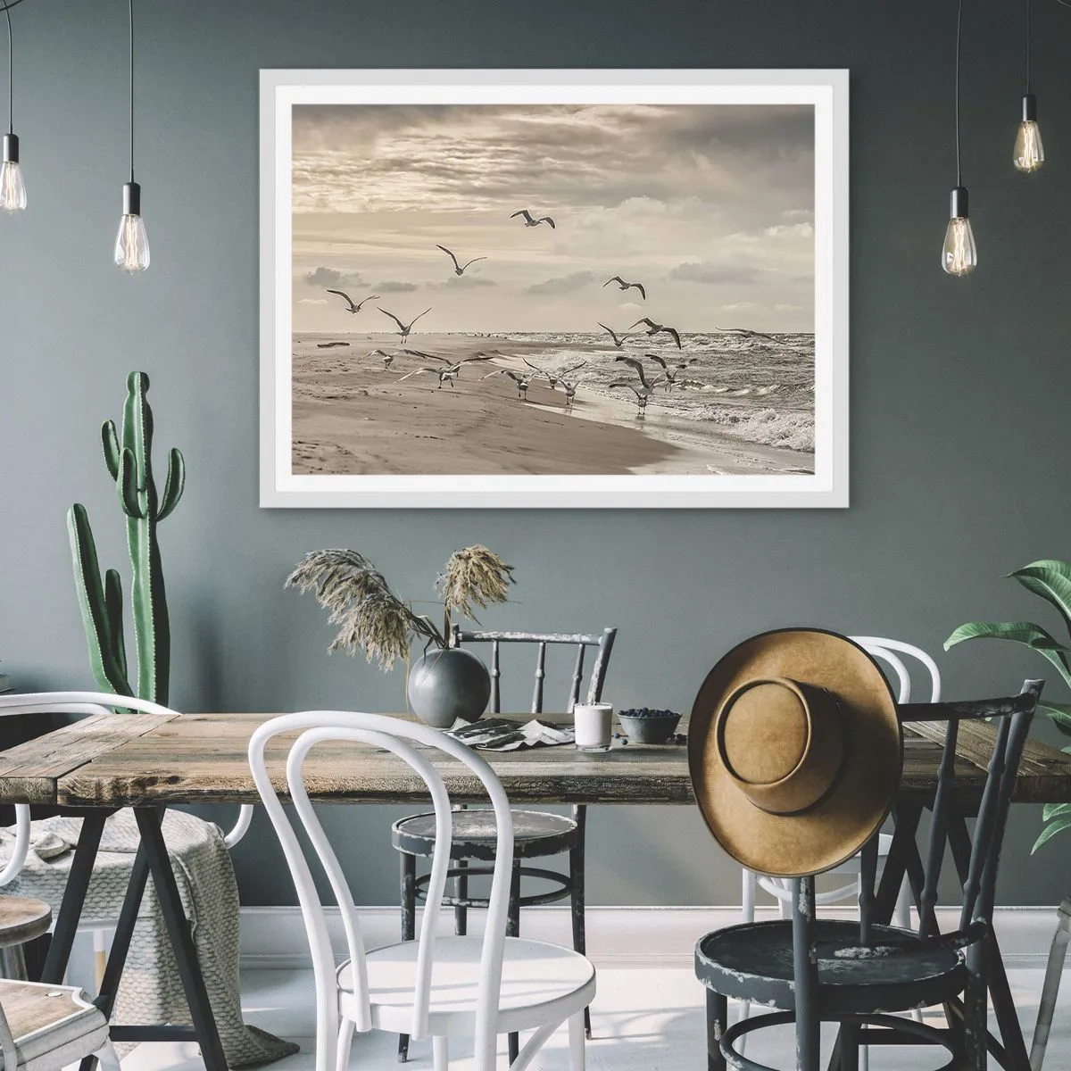 Plakat w białej ramie - Morza szum, ptaków śpiew - 70x50 cm