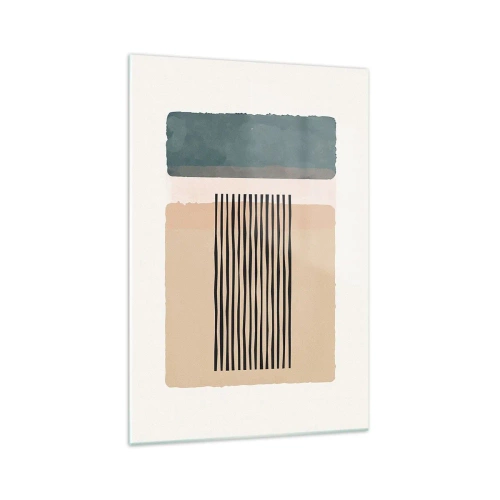 Obraz na szkle - Minimalistyczne formy geometryczne w beżowych i zielonych odcieniach - 70x100cm - Wszystko w porządku - Nowoczesna dekoracja ścienna do salonu i sypialni ARTTOR