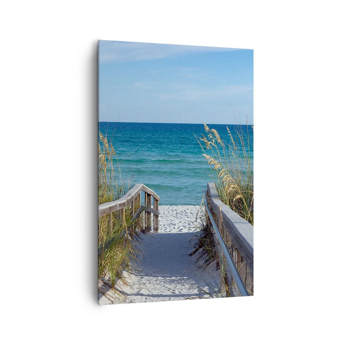 Obraz na płótnie - Ścieżka na plażę z widokiem na morze - 80x120cm - W słońcu, na wietrze - Nowoczesna dekoracja ścienna do salonu i sypialni ARTTOR