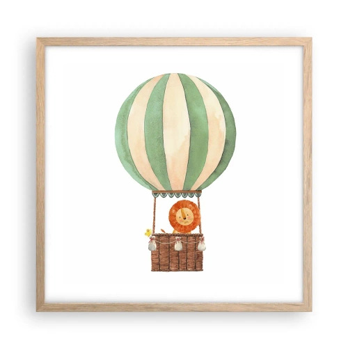 Plakat w ramie jasny dąb - Podróże Leona - 50x50 cm