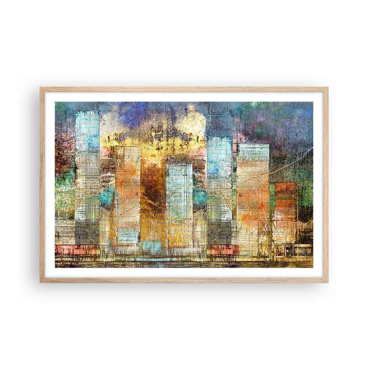 Plakat w ramie jasny dąb - Słoneczna metropolia - 91x61 cm