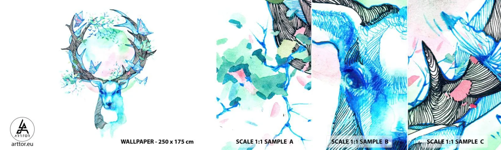 Fototapeta Próbka Samoprzylepna Deluxe Sticker - Siła i delikatność natury - Abstrakcja, Jeleń, Natura - 100x30 cm