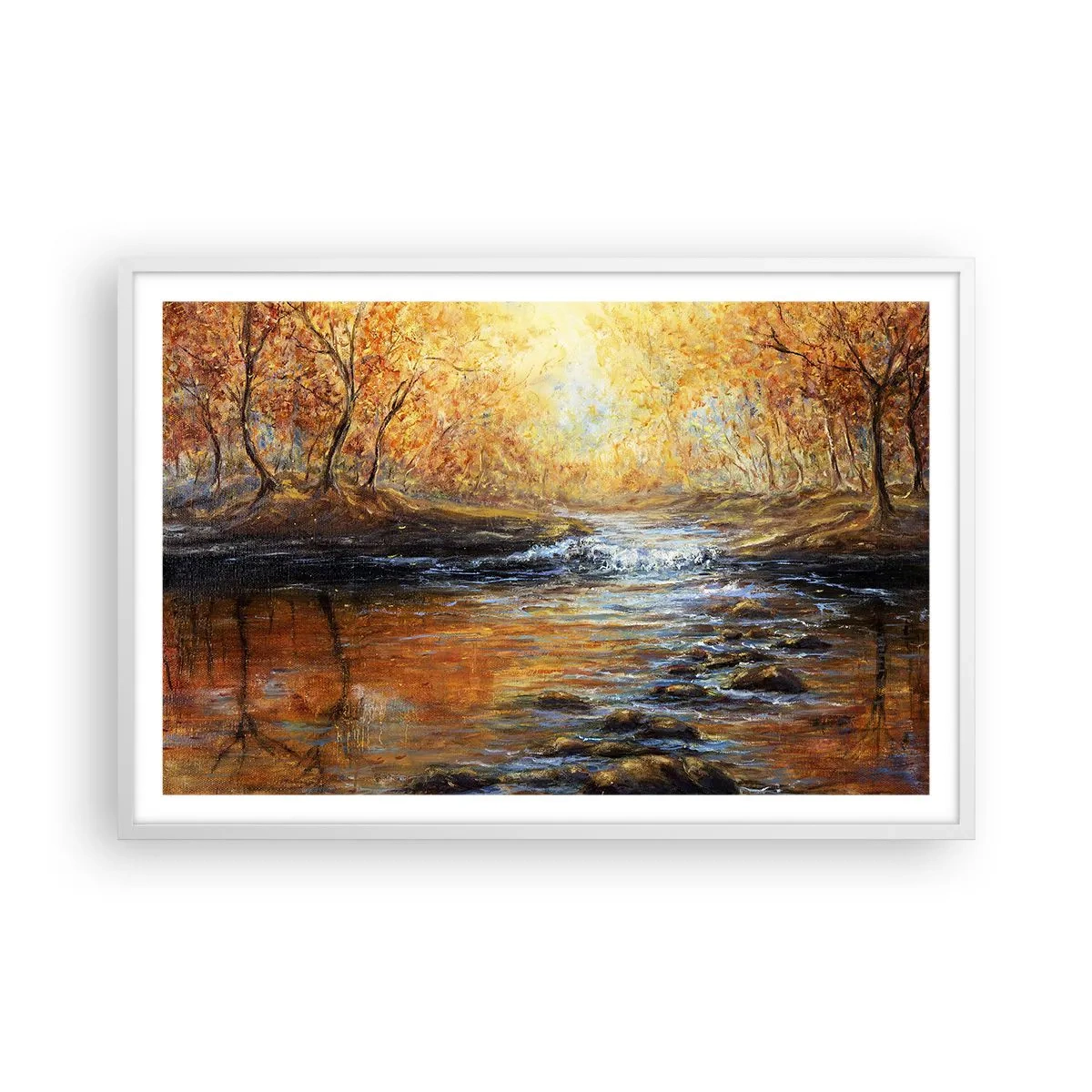 Plakat w białej ramie - Złoty potok - 91x61 cm