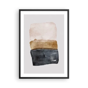Plakat w czarnej ramie - Abstrakcyjna akwarela w barwach ziemi - 50x70cm - Kompozycja barw ziemi - Nowoczesna dekoracja ścienna do salonu i sypialni ARTTOR