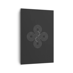 Obraz na płótnie - Celtycki wzór w minimalistycznym stylu na czarnym tle - 80x120cm - W duchu celtyckim - Nowoczesna dekoracja ścienna do salonu i sypialni ARTTOR