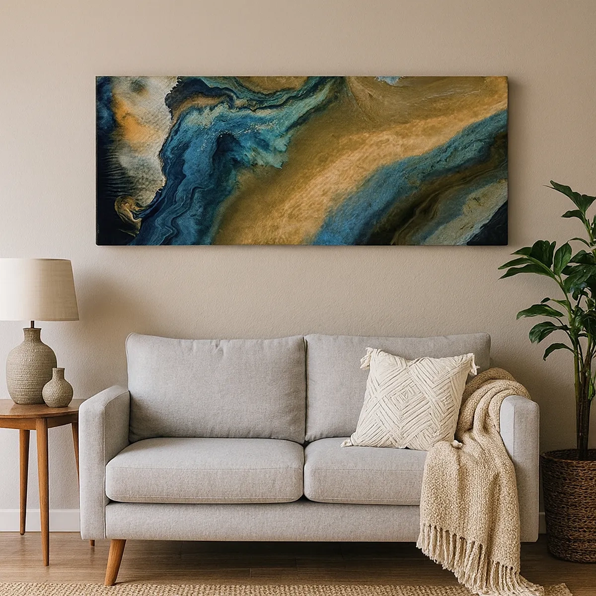 Obraz na płótnie - Niebieski – zółty – wzajemne wpływy - 30x30 cm