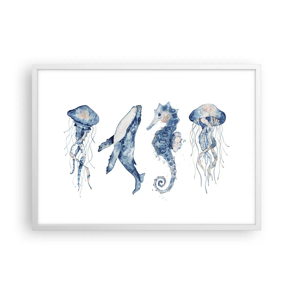 Plakat w białej ramie - Morskie dziwy - 70x50 cm