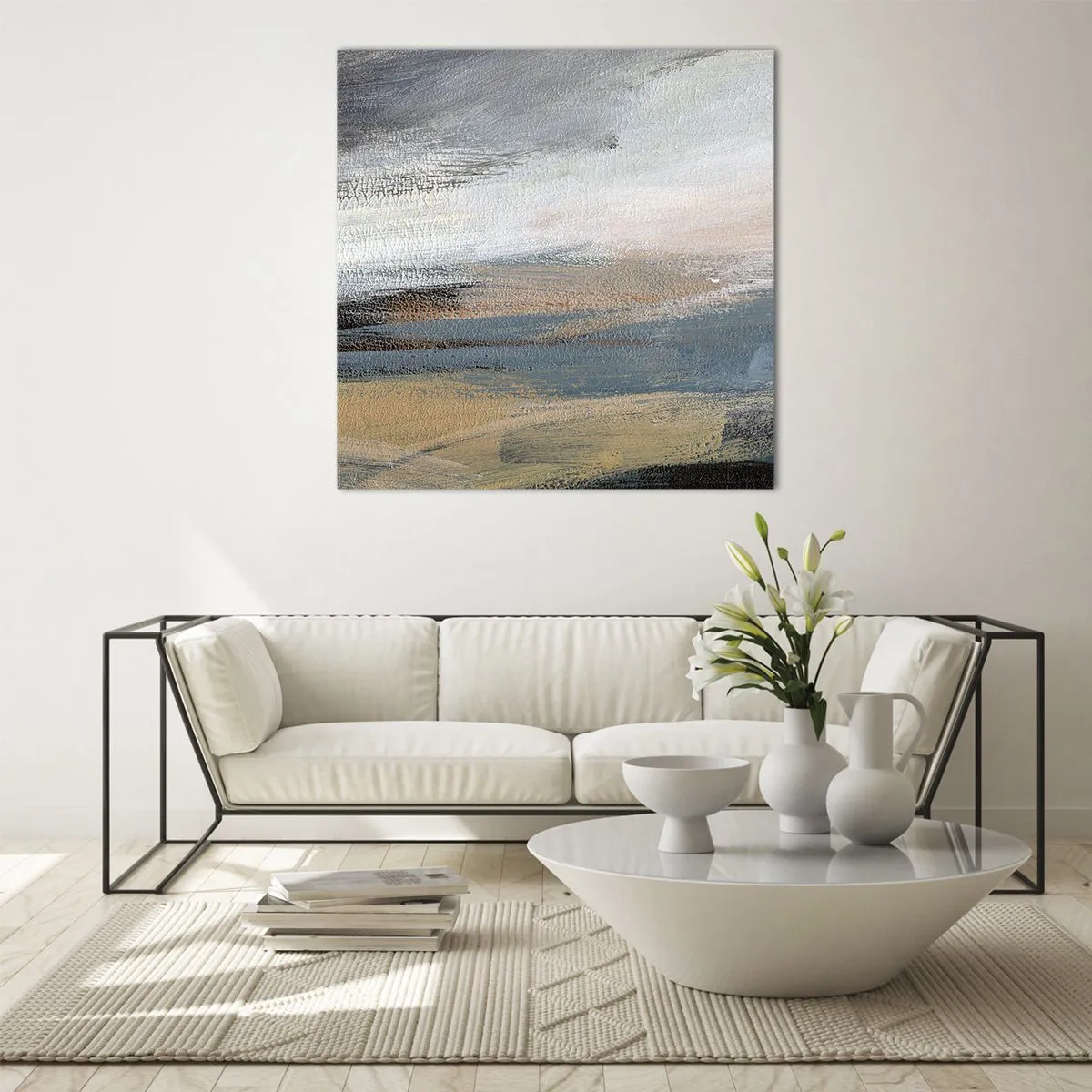 Obraz na szkle - Abstrakcja: pejzaż północny - 60x60 cm