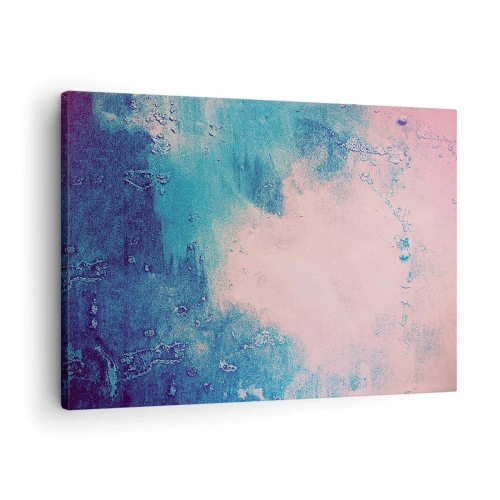 Obraz na płótnie - Abstrakcyjna tekstura w odcieniach różu i niebieskiego - 70x50cm - Błękitne objęcia - Nowoczesna dekoracja ścienna do salonu i sypialni ARTTOR