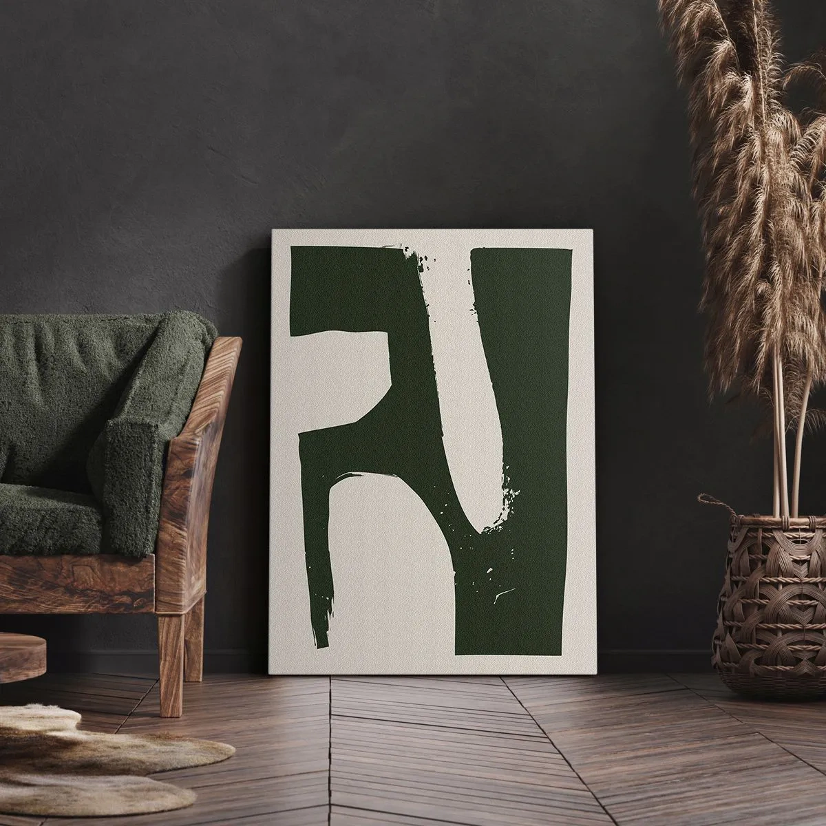 Obraz na płótnie - Minimalistyczna abstrakcja w odcieniach zieleni i beżu z geometrycznymi formami - 50x70cm - Zatoki bieli - Nowoczesna dekoracja ścienna do salonu, kuchni i sypialni ARTTOR