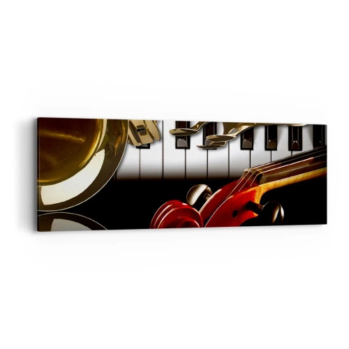 Obraz na płótnie - Blacha, drewno i kość słoniowa - 90x30 cm