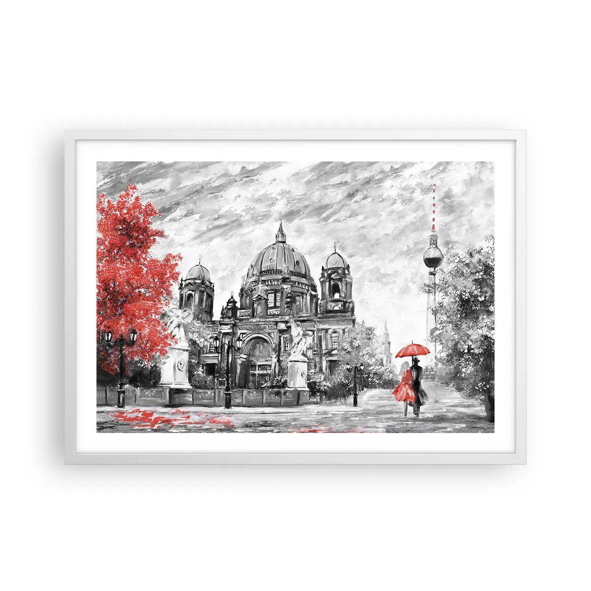 Plakat w białej ramie - Berlińskie spotkanie - 70x50 cm