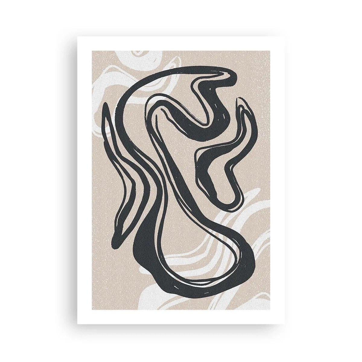 Plakat - Abstrakcyjna linia na beżowym tle - 50x70cm - Ekspresja zwielokrotniona - Nowoczesna dekoracja ścienna do salonu, kuchni i sypialni ARTTOR