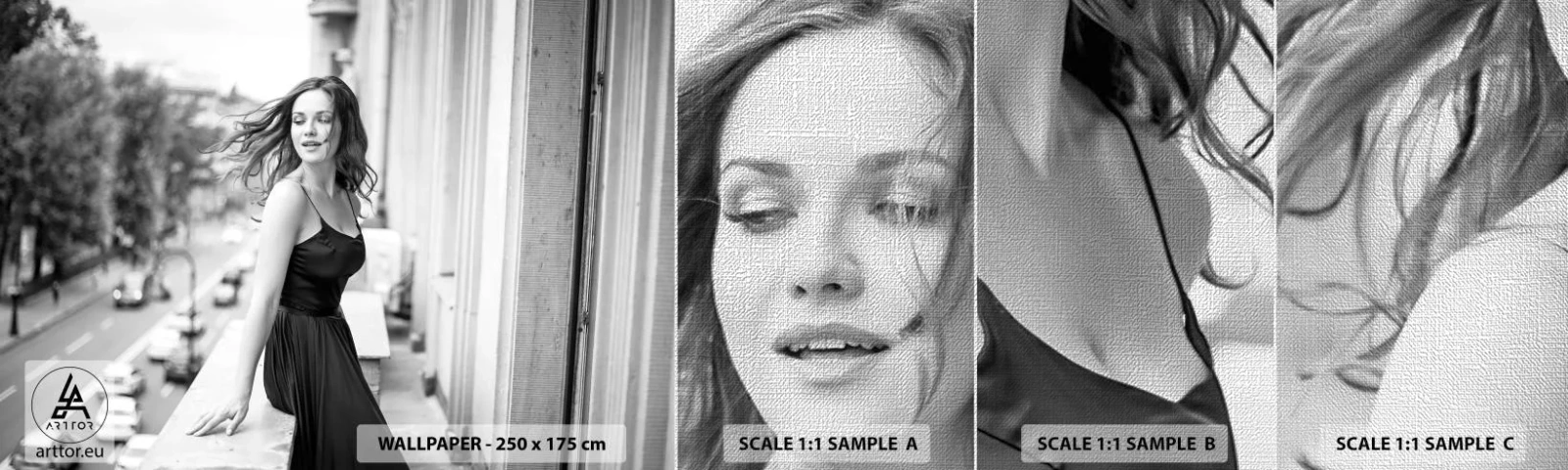 Fototapeta Próbka Premium Canvas - Z pewnością paryżanka - Kobieta, Miasto, Architektura - 100x30 cm