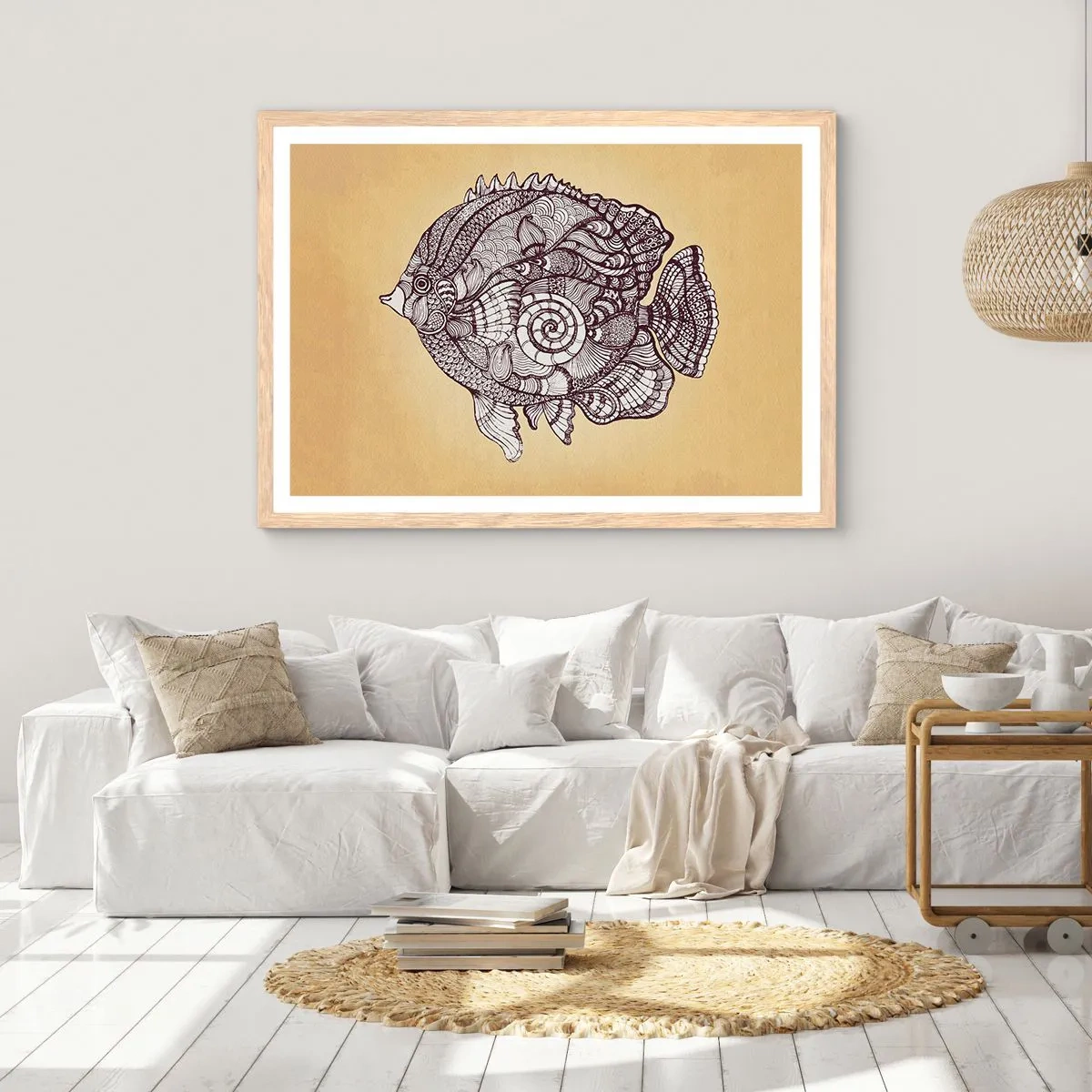 Plakat w ramie jasny dąb - Z oceanu ornamentów - 91x61 cm