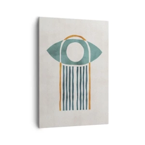 Obraz na płótnie - Minimalistyczna grafika przedstawiająca stylizowane oko - 50x70cm - Znaki i rytuały - Nowoczesna dekoracja ścienna do salonu, kuchni i sypialni ARTTOR