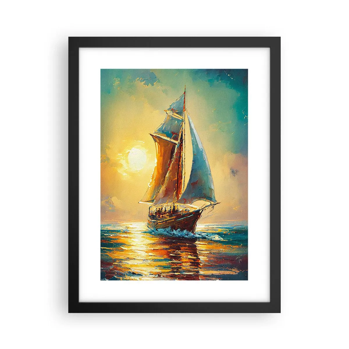 Plakat w czarnej ramie - Pod pełnymi żaglami - 30x40 cm