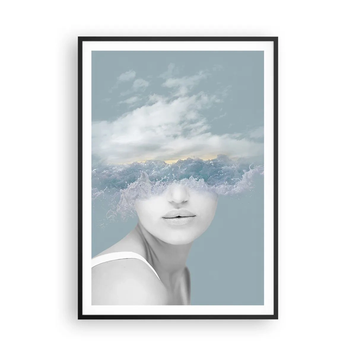 Plakat w czarnej ramie - Z głową w chmurach - 70x100 cm