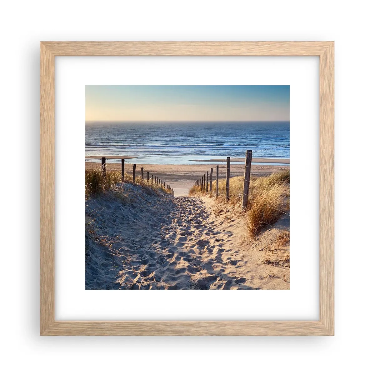 Plakat w ramie jasny dąb - Morza szum, ptaków śpiew, dzika plaża pośród traw… - 30x30 cm