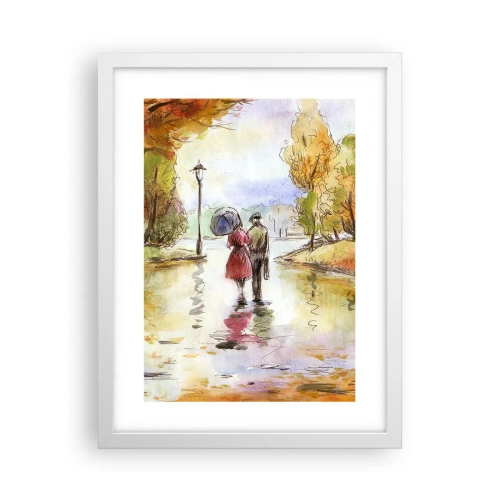 Plakat w białej ramie - Romantyczna jesień w parku - 30x40 cm