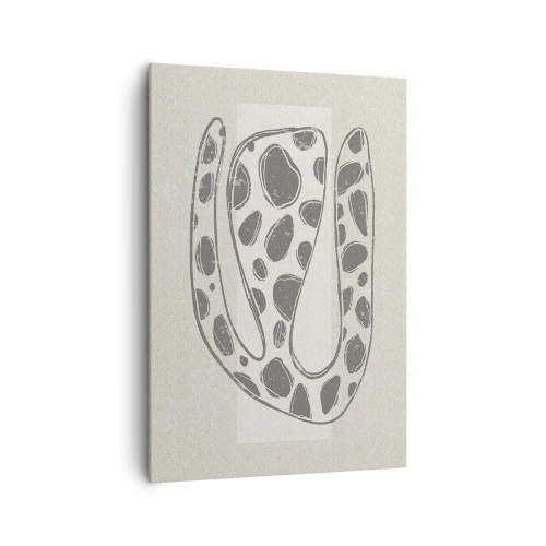 Obraz na płótnie - Abstrakcyjny wzór organiczny w odcieniach szarości - 70x100cm - Przedziwne stworzenie - Nowoczesna dekoracja ścienna do salonu i sypialni ARTTOR