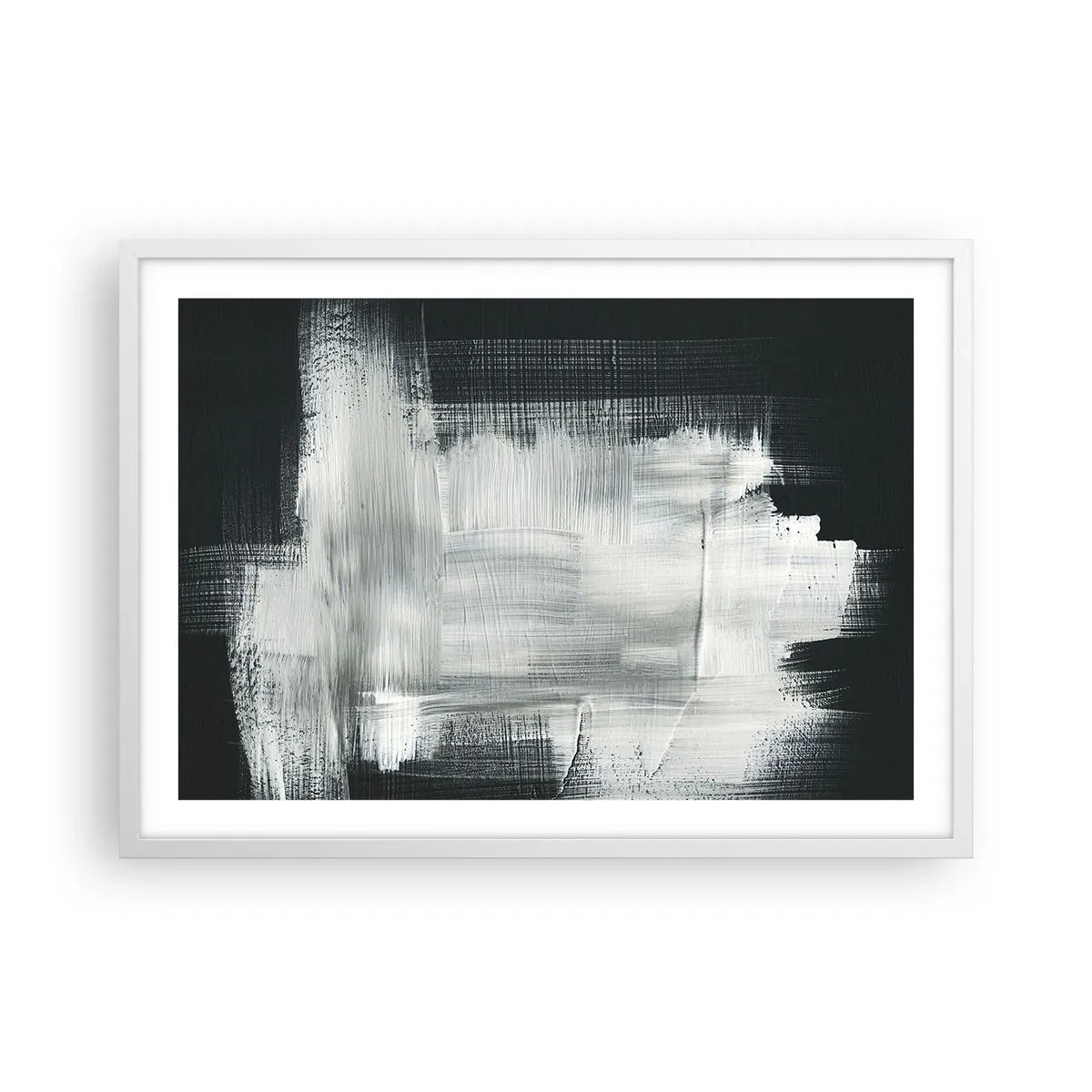 Plakat w białej ramie - Utkane z pionu i poziomu - 70x50 cm