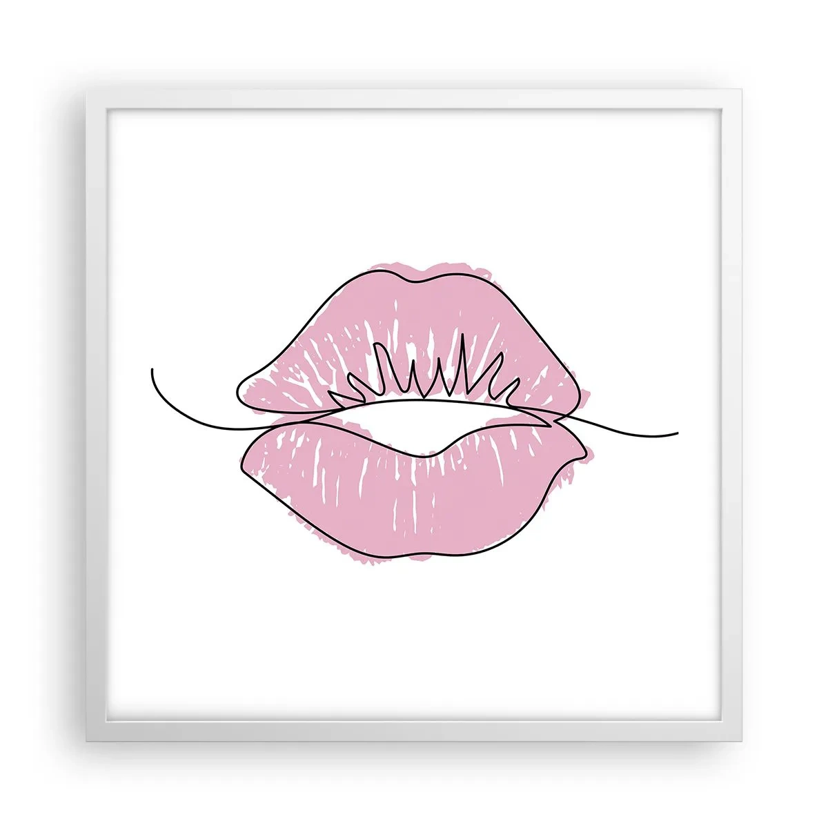 Plakat w białej ramie - Gotowy do pocałunku? - 50x50 cm