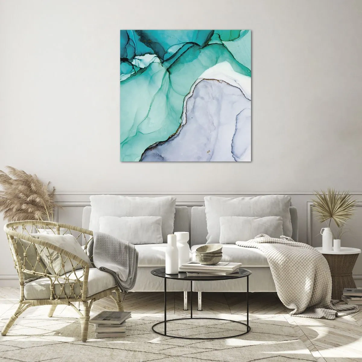 Obraz na szkle - Studium w turkusie - 70x70 cm