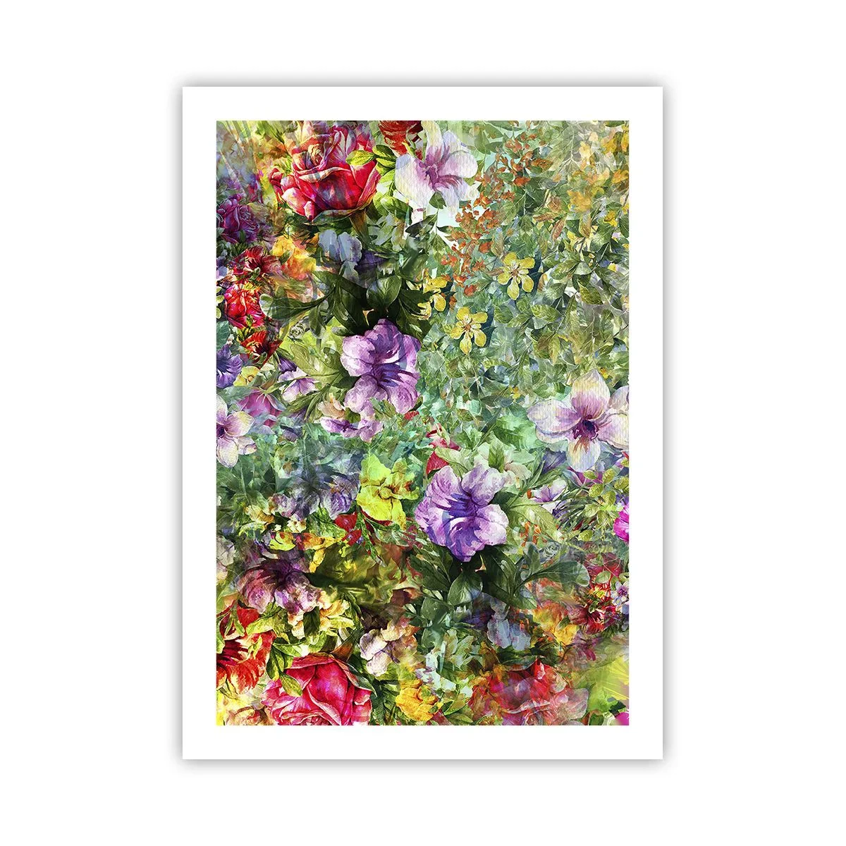 Plakat - Kolorowa kompozycja kwiatów - 50x70cm - W kwiaty na zatracenie - Nowoczesna dekoracja ścienna do salonu, kuchni i sypialni ARTTOR