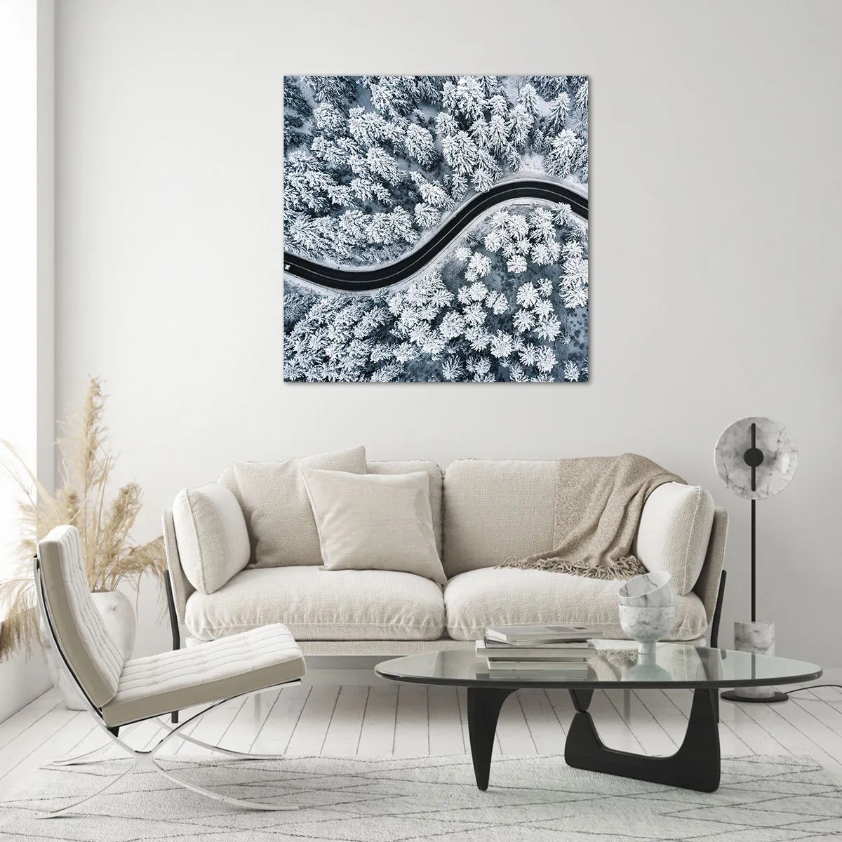 Obraz na szkle - Przez zimowy las - 60x60 cm