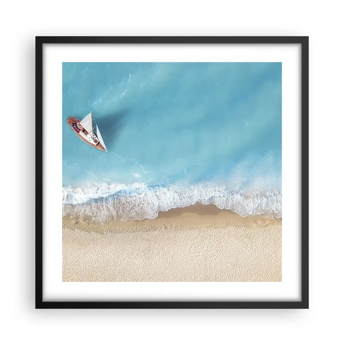Plakat w czarnej ramie - Na granicy błękitu i złota - 50x50 cm