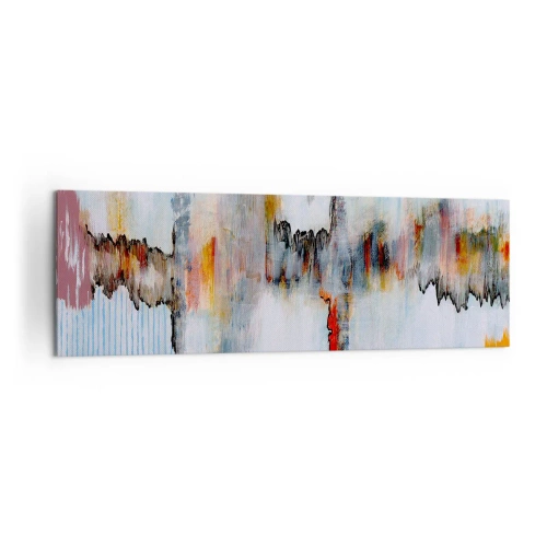 Obraz na płótnie - Abstrakcyjny wzór z żywymi kolorami na jasnym tle - 160x50cm - Patykiem na wodzie - Nowoczesna dekoracja ścienna do salonu i sypialni ARTTOR