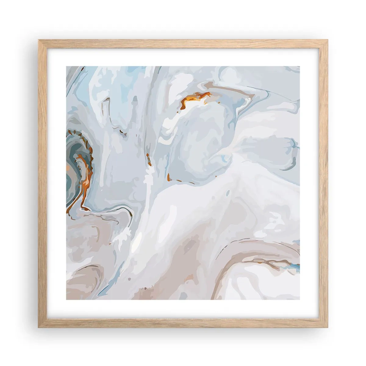 Plakat w ramie jasny dąb - Biel wypiętrzona - 50x50 cm