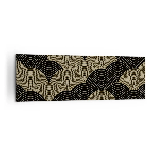 Obraz na płótnie - Wzór w stylu art deco z półokręgami i złotymi liniami - 160x50cm - Jedność w wielości - Nowoczesna dekoracja ścienna do salonu i sypialni ARTTOR