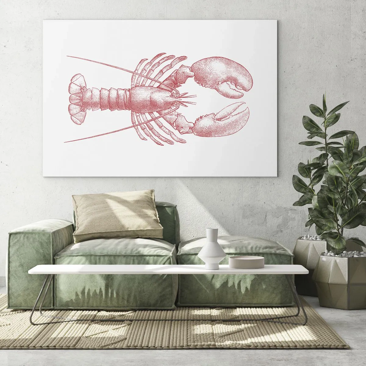 Obraz na szkle - Szkic homara w czerwonym kolorze na jasnym tle - 70x50cm - Homar godny Homera - Nowoczesna dekoracja ścienna do salonu i sypialni ARTTOR