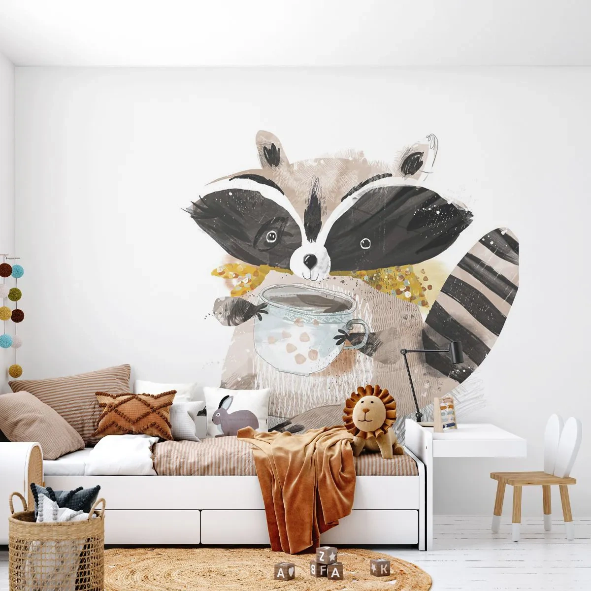 Fototapeta Premium Canvas - Mój przyjaciel szop - Dla Dzieci, Szop Pracz, Grafika - 500x350 cm