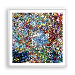 Plakat w białej ramie - Witraż kroplisty - 60x60 cm