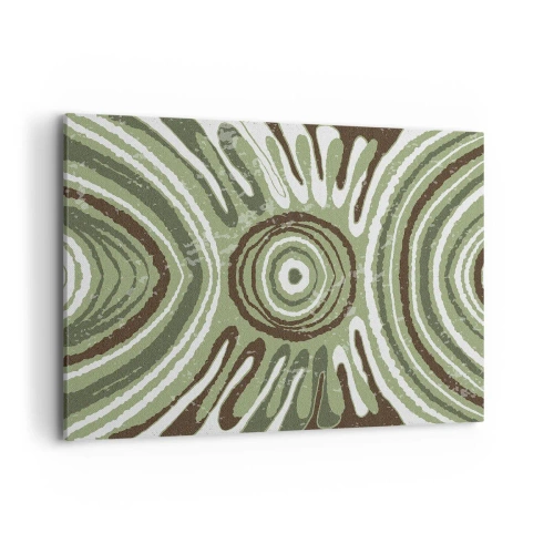 Obraz na płótnie - Abstrakcyjne wzory w odcieniach zieleni i brązu - 120x80cm - Eksplozja emocji - Nowoczesna dekoracja ścienna do salonu, kuchni i sypialni ARTTOR