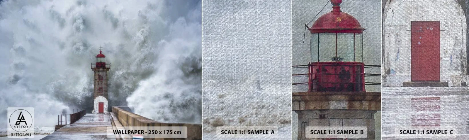 Fototapeta Próbka Premium Canvas - Ryk wód, szum zawiei - Latarnia Morska, Krajobraz, Ocean - 100x30 cm