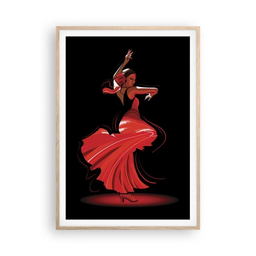 Plakat w ramie jasny dąb - Ognisty duch flamenco - 70x100 cm