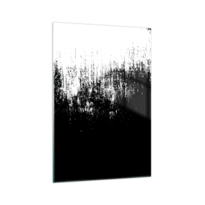 Obraz na szkle - Minimalistyczna abstrakcja w czerni i bieli - 70x100cm - I zwycięzcą jest… - Nowoczesna dekoracja ścienna do salonu i sypialni ARTTOR